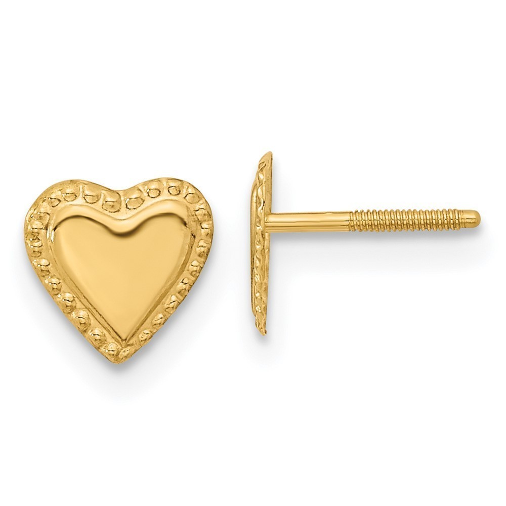14k Yellow Gold Madi K Children's Kids Girls Jewelry Heart Post Earrings